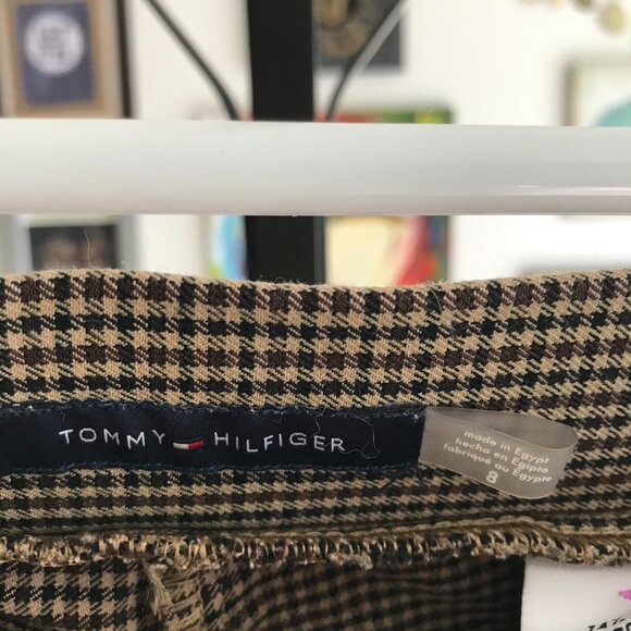 TOMMY HILFIGER size 8 Brown & Tan Houndstooth Plaid Pull-On Leggings Pants - Picture 4 of 5
